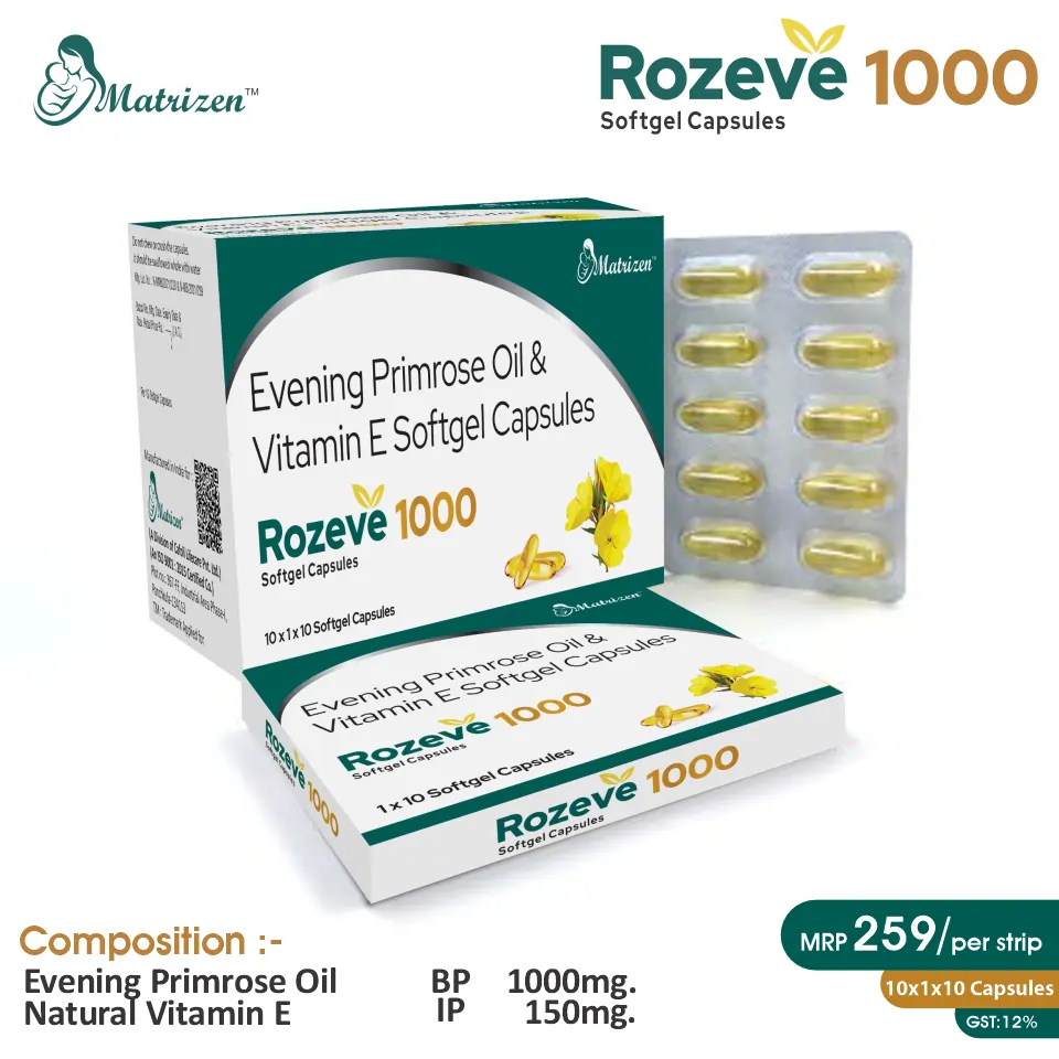 Evening Primrose Oil + Natural Vitamin E  Softgel at the best price in PCD Pharma Franchise for Nutritional Supplement, Antioxidant.